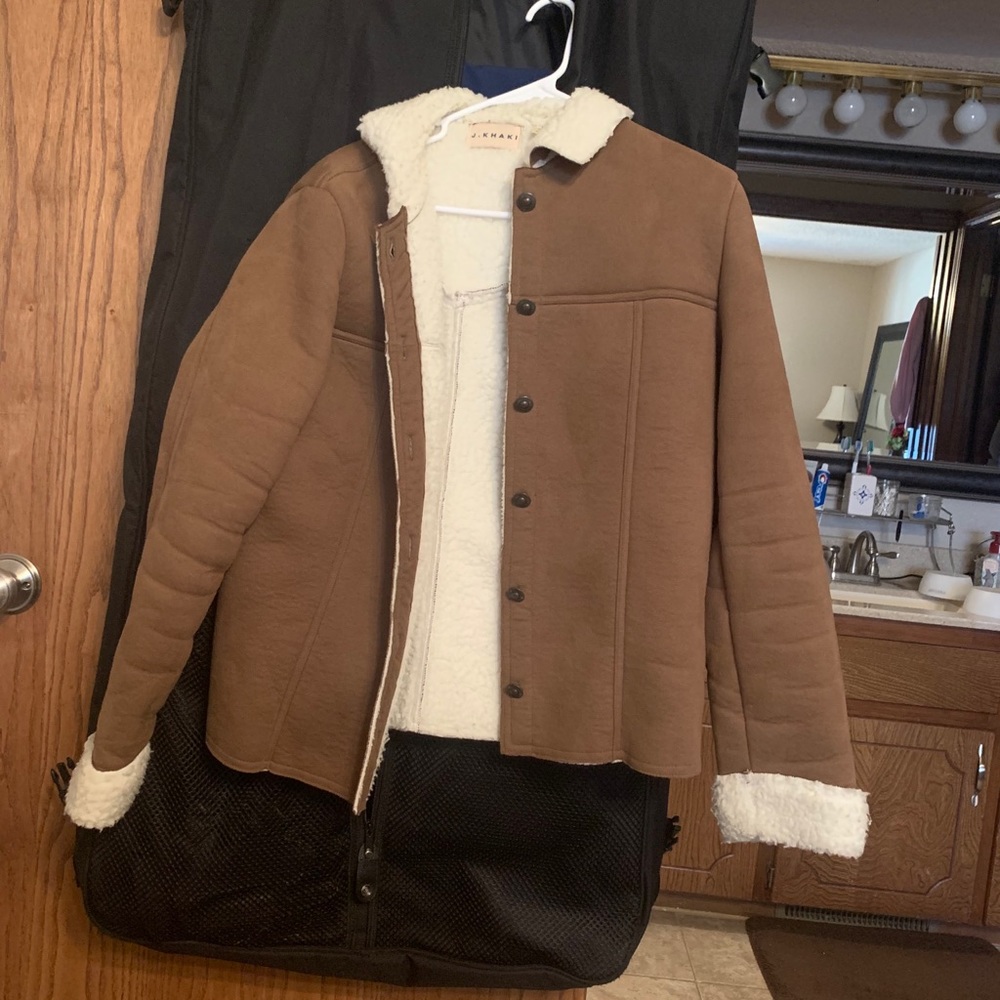 Tan Suede overcoat with Sherpa lining